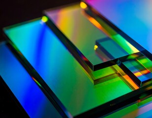 Obraz premium Abstract Glass Rainbow Prisms, Colorful Geometric Stack, Iridescent