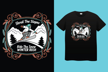 Man Riding Snowboard – Vibrant Mountain Snow Scene Illustration, Colorful Snowboarder on Snowy Peak – Winter Activity Vector, Thrilling Snowboarding Adventure – Vector Man on Icy Slope.