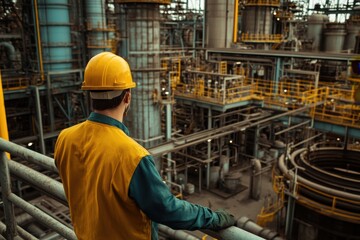 Observing the intricate process of oil production in a modern industrial facility