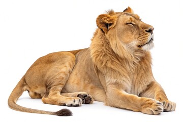 Obraz premium Lion Cub Panther Leo Eight Months Old on White Background