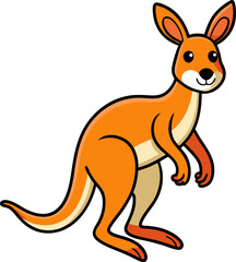 Cute cartoon kangaroo standing in a playful hopping position with a curious and friendly vibe