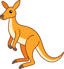 Happy kangaroo cartoon in motion with lighthearted pose and welcoming look for children�s media