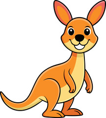 Adorable cartoon kangaroo with big ears and playful hopping pose for friendly animal visuals