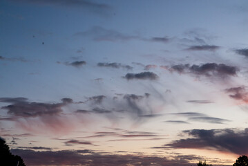  Incredibly beautiful, colorful sunset in the evening sky.