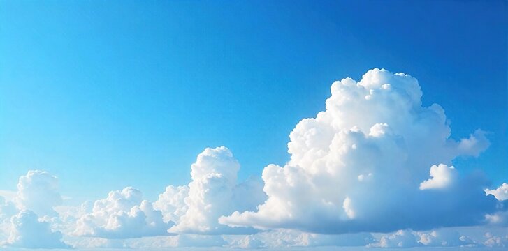 Vast expanse of blue sky partially obscured by fluffy white cumulus clouds, creating a serene and peaceful atmosphere  Perfect for backgrounds or weather-related projects ,  landscape,  pattern