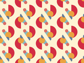 Seamless retro pattern with colorful abstract horse head made of simple geometric shapes in flat style, Chinese New year 2026, zodiac. Vector illustration on white background EPS10