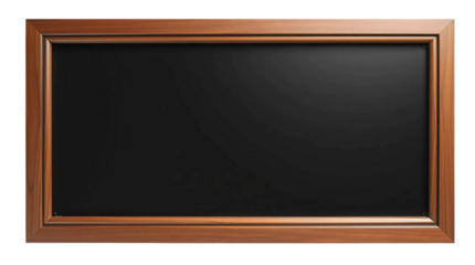 Blank blackboard in wooden frame isolated on transparent background