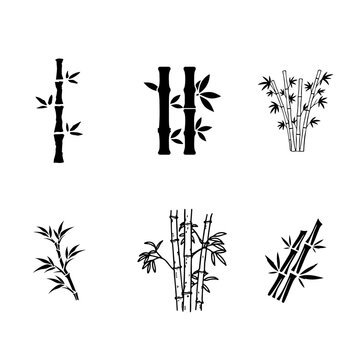 Bamboo Black and white vector set