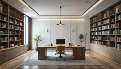Modern and Elegant Home Office Interior with Stylish Furnishings
