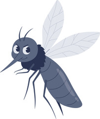 Cartoon Mosquito Flying Forward Closeup