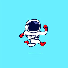 cute cartoon astronaut walking happily and jumping