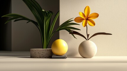 Elegant floral arrangement with yellow bloom indoor space still life minimalist close-up be kind always