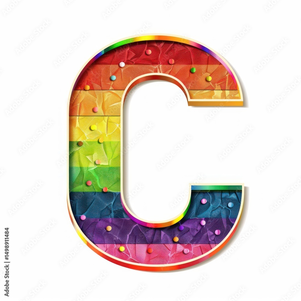 Poster rainbow with alphabet c number symbol text.