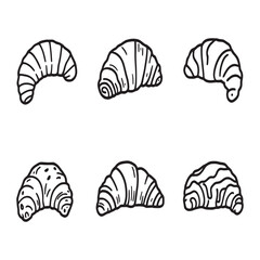 delicious croissants simple line art vector drawing style