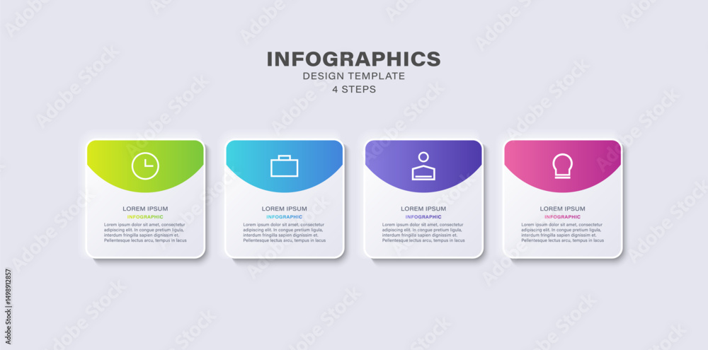 Poster four steps or processes infographic template. infographic design for presentation slides