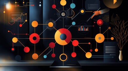 Obraz premium Business continuity strategy workshop corporate office presentation professional environment engaging viewpoint