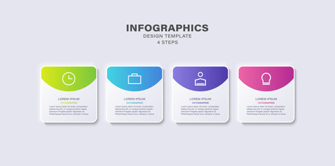 Four Steps or Processes Infographic Template. Infographic Design for Presentation Slides