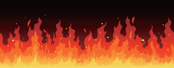 Seamless Fire Border Background. flame border, flame effect. Banner
