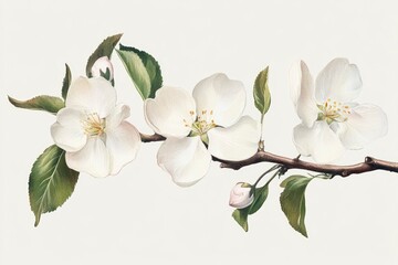 Obraz premium tenderness, delicate apple blossoms, hand-drawn folk elements, minimal spring mood