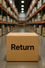 Return Box in Warehouse Aisle