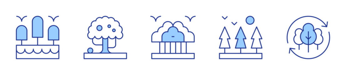 forest, apple tree, reforestation, nature. Forest Icon vector illustration. Line Duotone style. Editable stroke