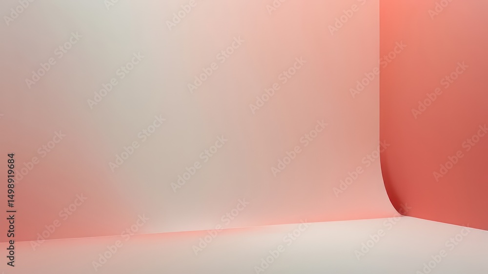 Aufkleber light pink background with gradient and curve detail, suitable for product placement or design mocku