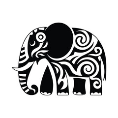 Set of Decorative Elephant Vector Icons in Various Artistic Styles

