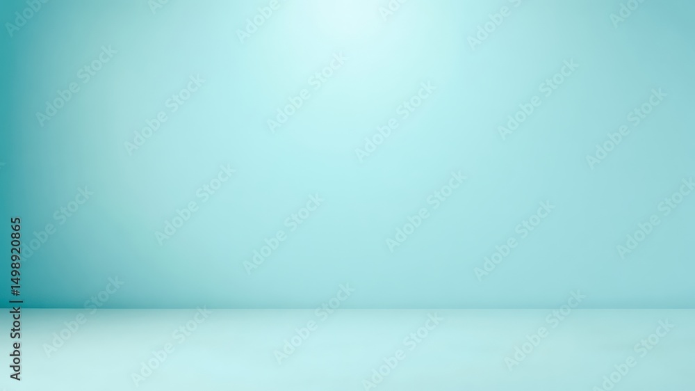Poster minimalist backdrop with soft teal color gradient provides a calm and clean aesthetic for various de