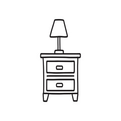 elegant bedside table linear vector art drawing