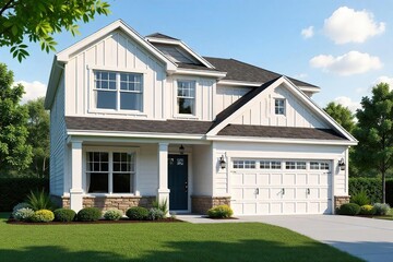 Brand new suburban home, freshly painted exterior, landscaped yard, ready for new owners  Perfect family home, modern design, spacious layout , newly built, residential, house