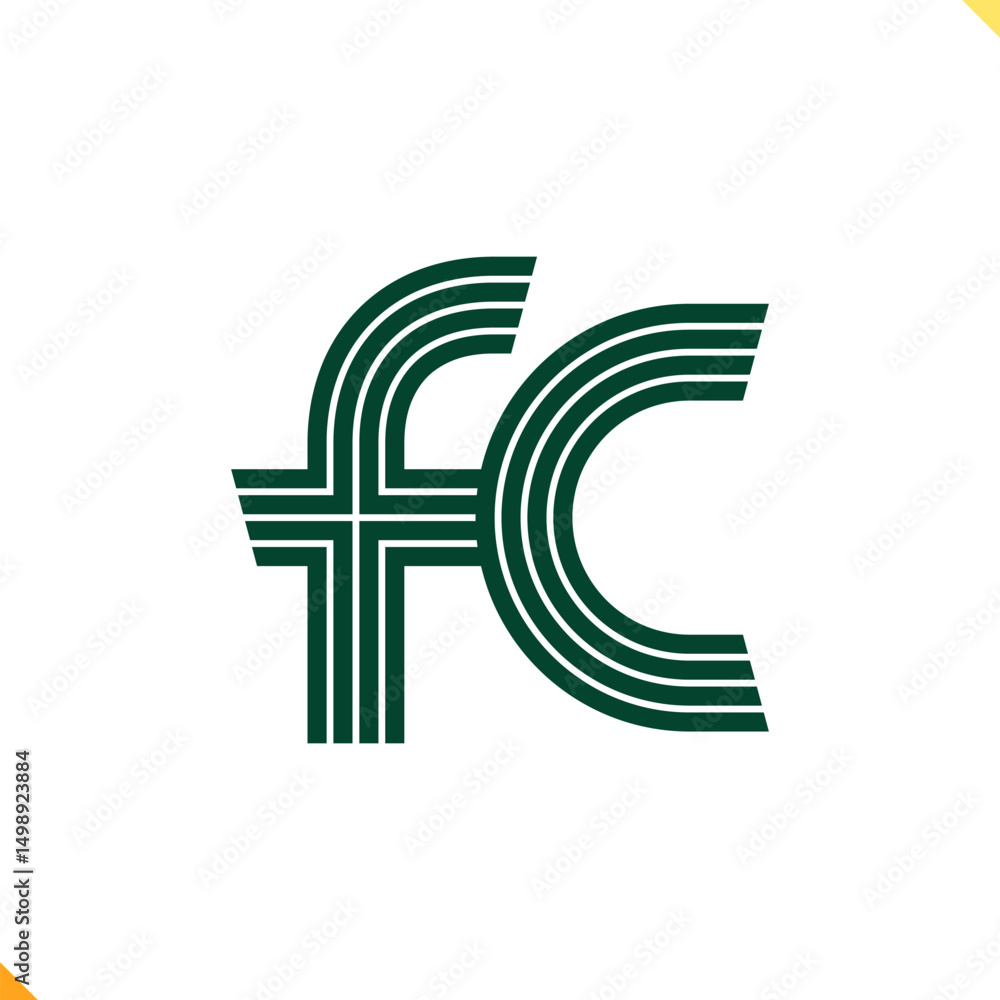 Fototapete parallel line monogram initial logo logo letter f and c