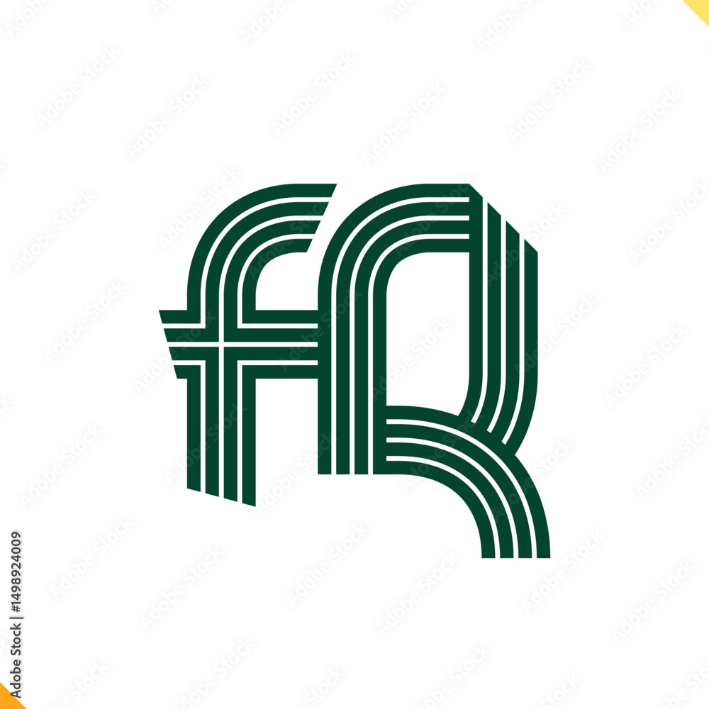 Fototapete parallel line monogram initial logo logo letter f and q