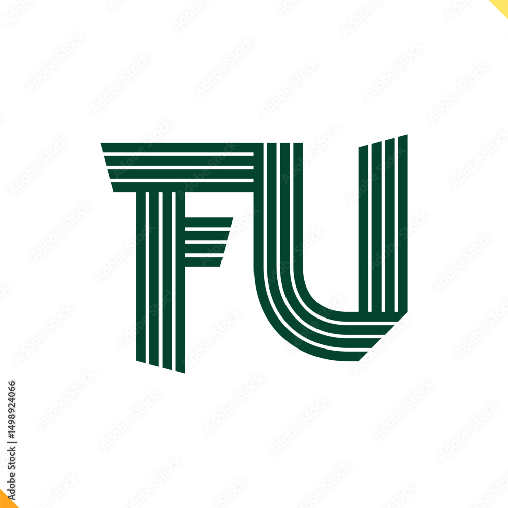 Fototapete parallel line monogram initial logo logo letter f and u