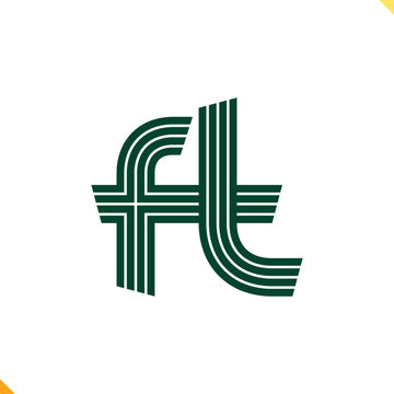 Parallel Line Monogram Initial Logo Logo Letter F and T