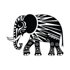 Set of Decorative Elephant Vector Icons in Various Artistic Styles

