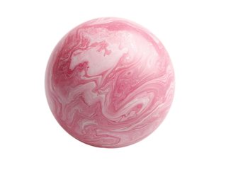 Abstract Pink and White Swirling Marble Sphere on Transparent Background, PNG
