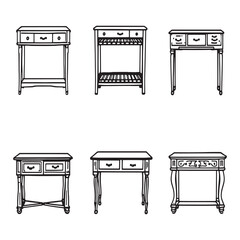 Elegant simple console table outline in line art style