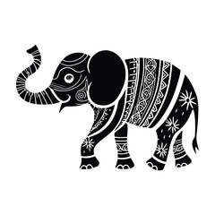 Set of Decorative Elephant Vector Icons in Various Artistic Styles