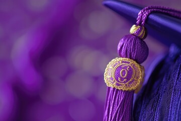 Close-up of a graduation tassel and cap.