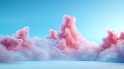 Fototapeta premium Dreamy pink and white cloud formations against a blue sky