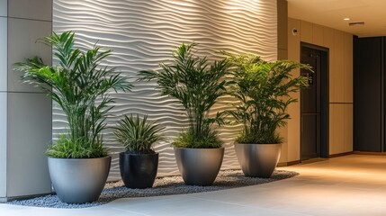Fototapeta premium Wall with sculpted waves made of polished aluminum