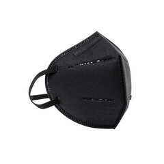 Black protective face mask studio shot isolated background 3d dark care on transparent background