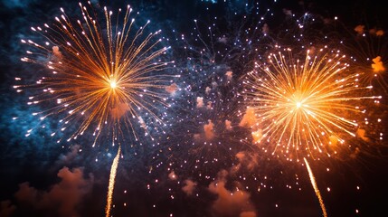 Fototapeta premium Spectacular display of fireworks illuminating the night sky with radiant bursts