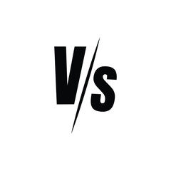 Simple vs logo design vector, flat versus icon on white background.