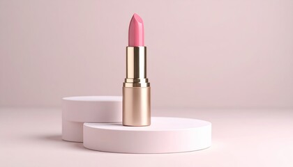 Pink lipstick beauty accessory isolated on a white background