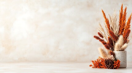 Elegant autumn floral arrangement in a minimalist vase