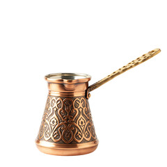 Ornate Copper Coffee Pot on White