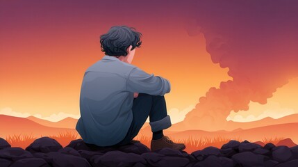 Obraz premium a toxic person sitting alone with a dark aura surrounding them, symbolizing negativity and emotional harm