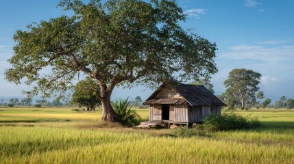 Rural house in rice field