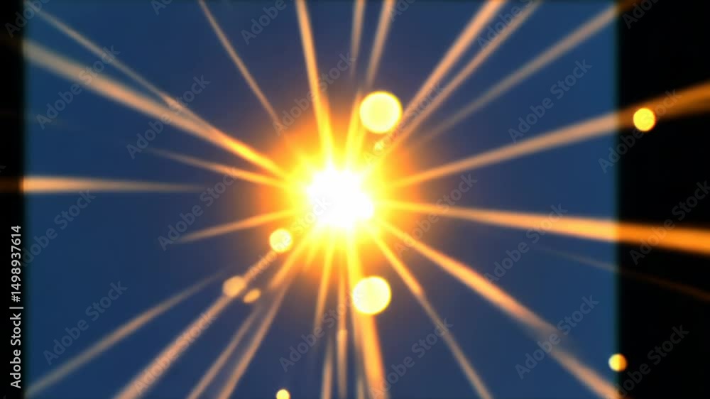 Poster a bright orange sun with a bunch of circles around it. the sun is in the center of the image and the